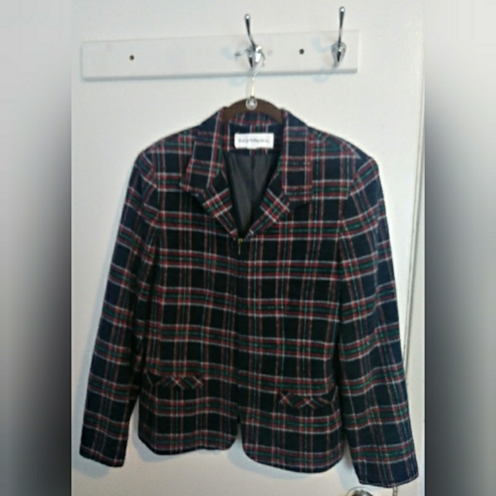 Norton McNaughton Navy Plaid Fully Lined Blazer